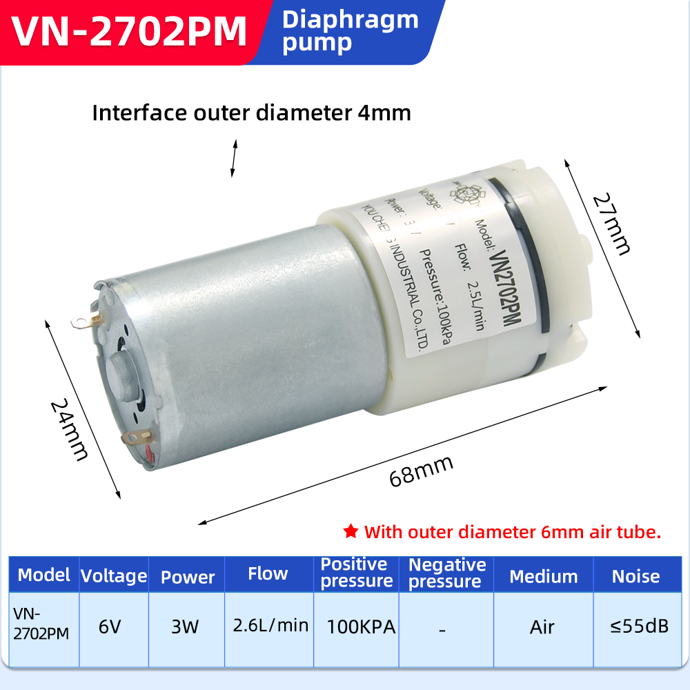 \diaphragm-vacuum-pumps\vn-2702pm\vn-2702pm-miniature-6v-diaphragm-air-pump-for-portable-devices-specification